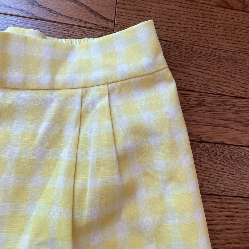 ANTHROPOLOGIE Hutch Pleated Gingham Plaid Yellow Shorts New With Tags - Picture 7 of 16